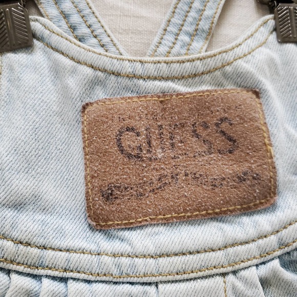 Vintage Guess Leather Patch Clip Overalls 6 months - Picture 3 of 11